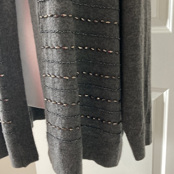 Talbots 2X petite open cardigan gray crewneck - Picture 6 of 14